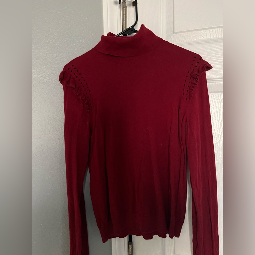 Kate Spade Ruffle Turtleneck Sweater - Size S - Red Color